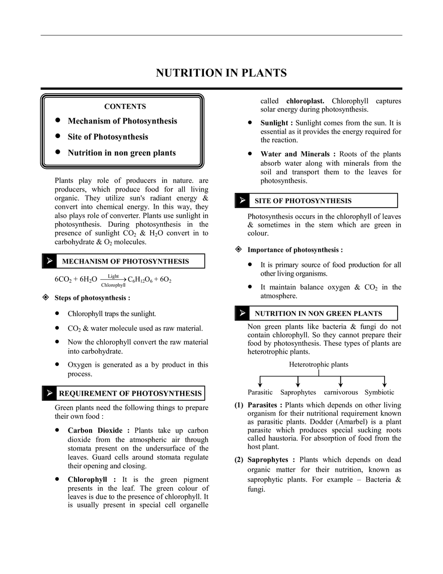 Nutrition in Plants - Page 1