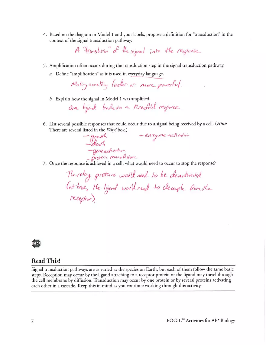 Signal Transduction Pathways Answers - Page 2