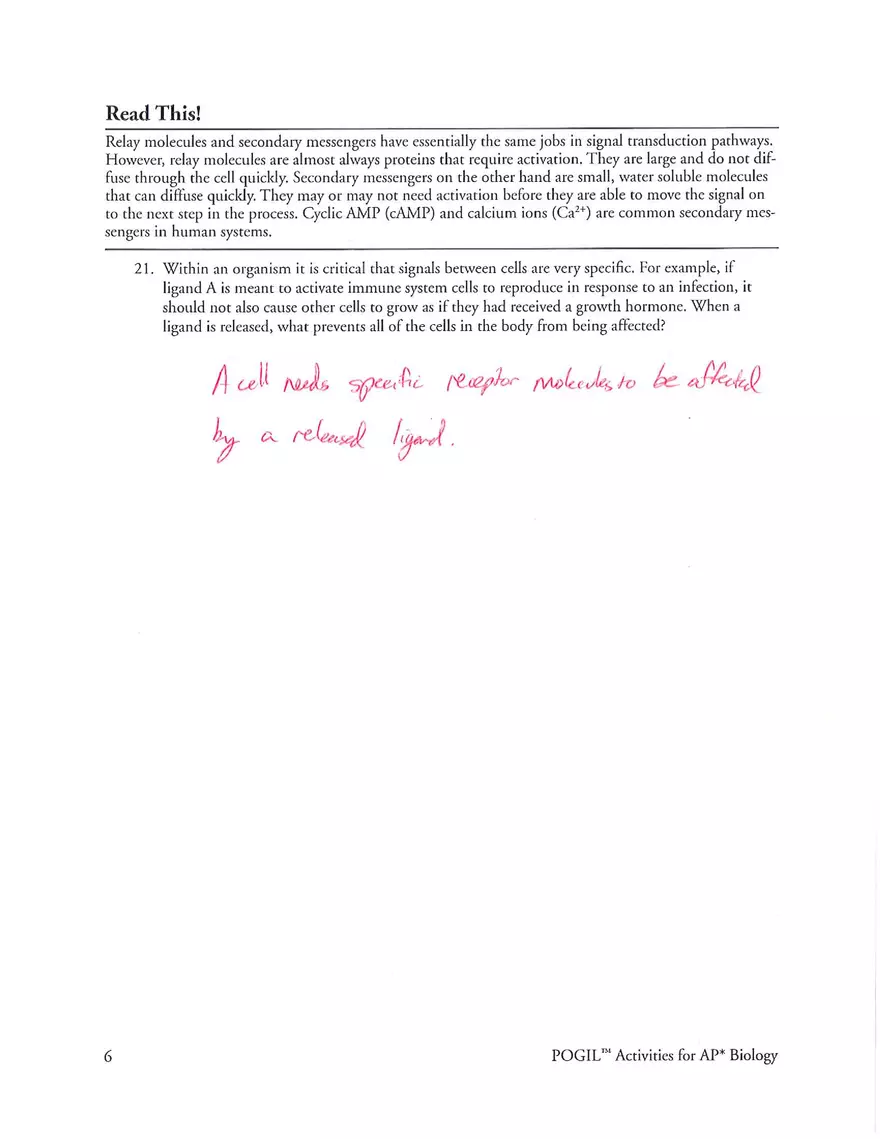 Signal Transduction Pathways Answers - Page 6