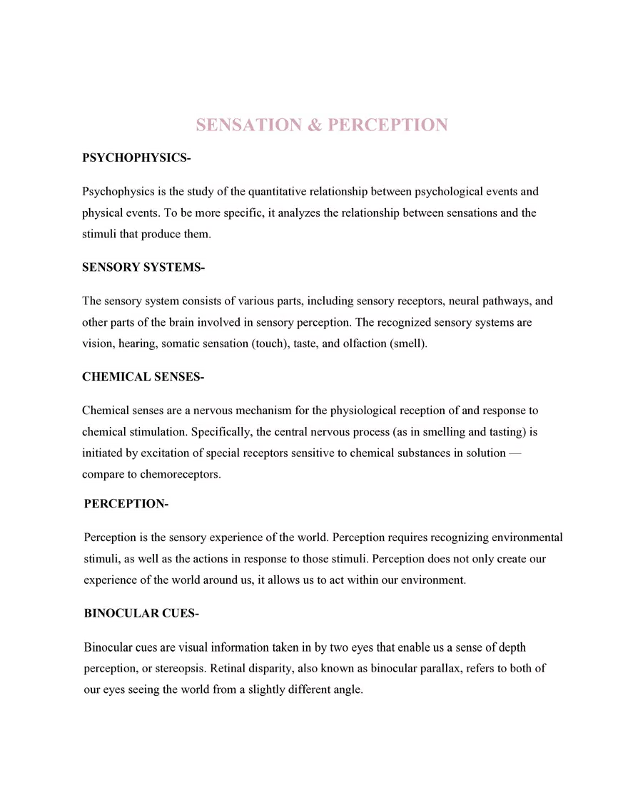 Psychology  5. Sensation and Perception - Page 1