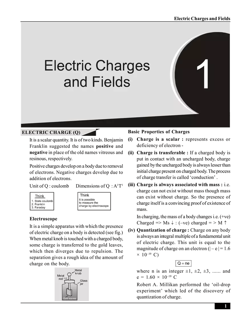 Electric Charges and Fields - Page 1