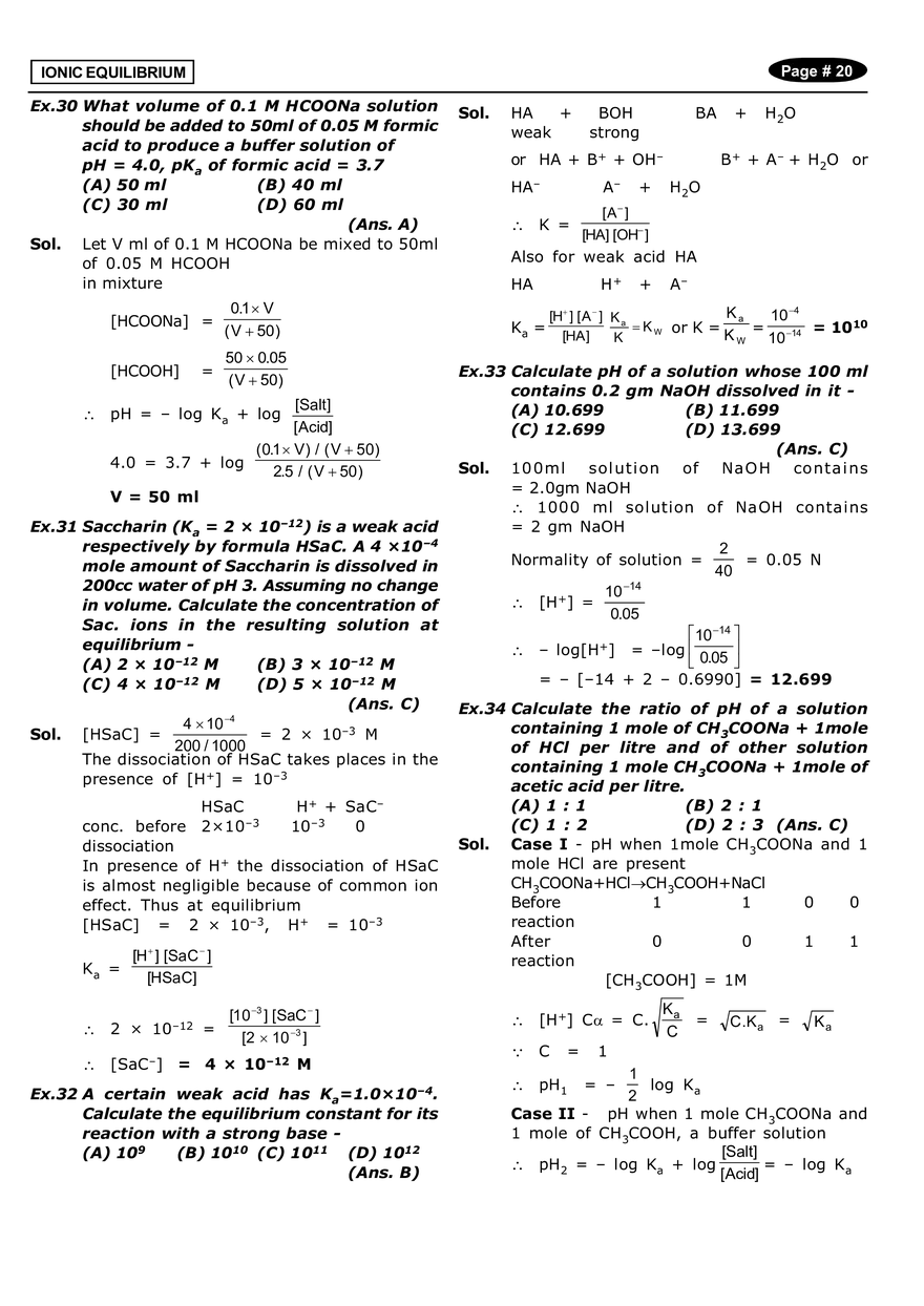 Ionic Equilibrium Solved Problems - Page 6
