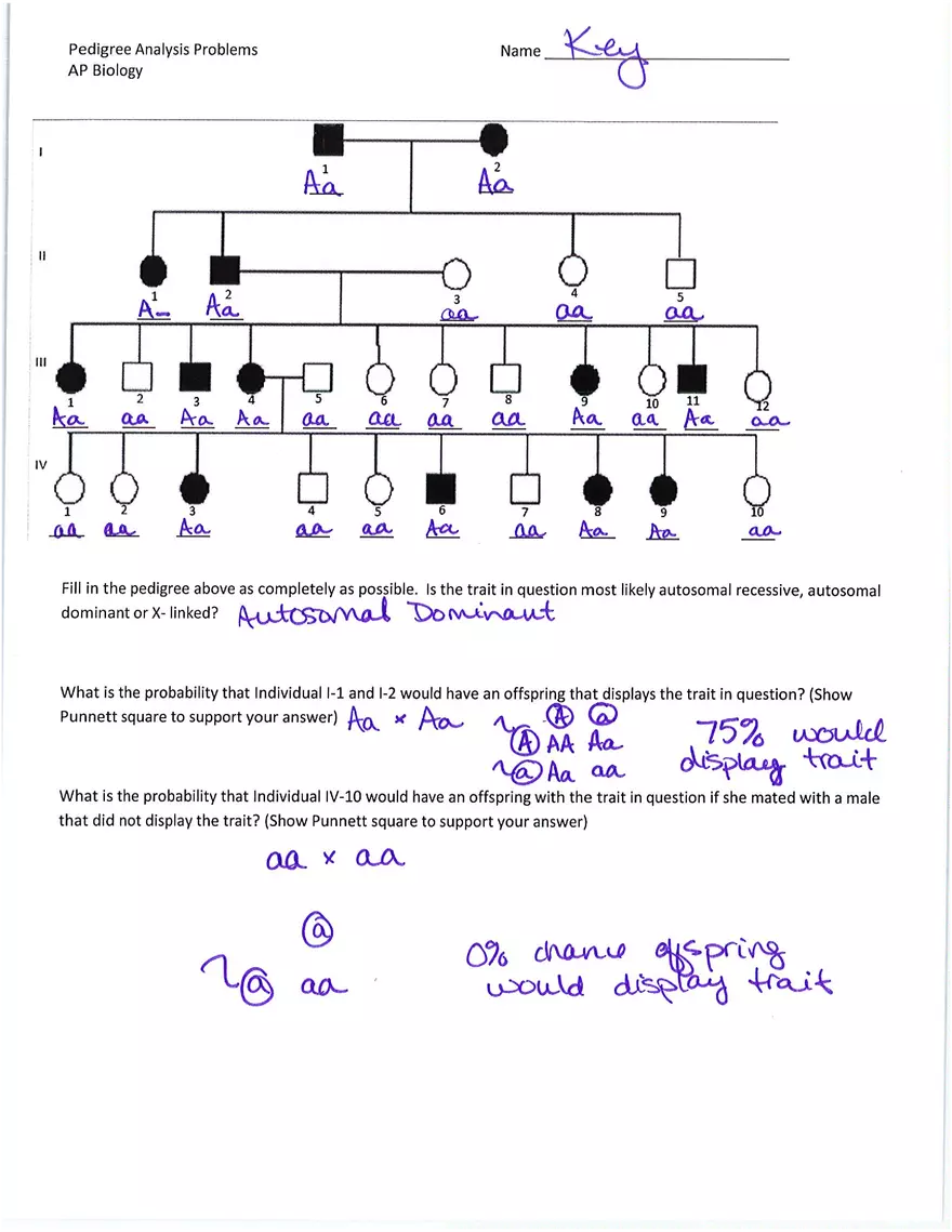 Pedigree Analysis Problems - Page 1