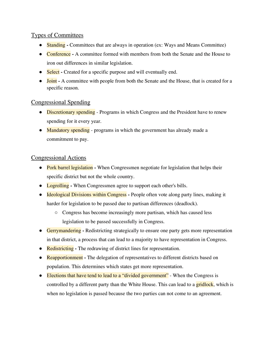 AP US Government Study Guide Unit 2 - Page 3