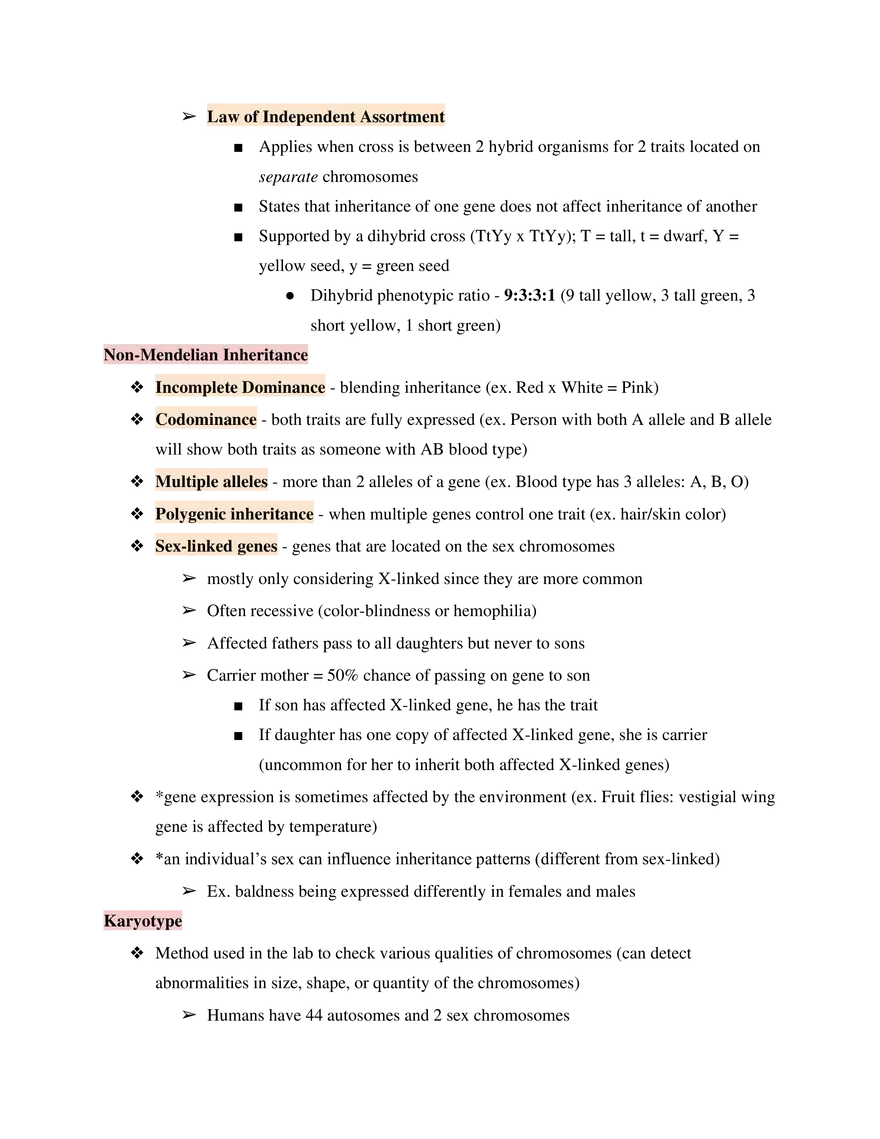 Test Guide Unit 3 Heredity Genetics - Page 2