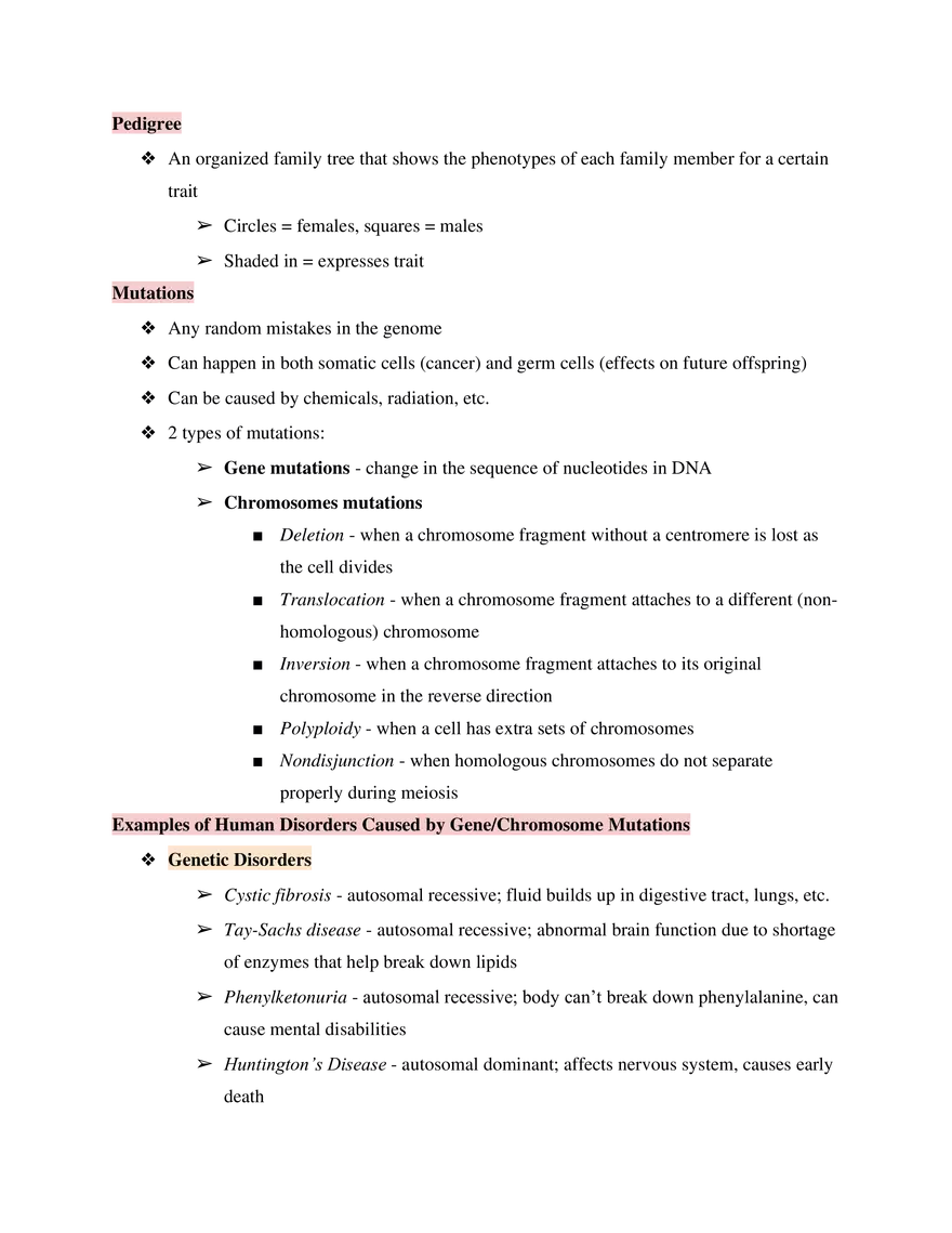 Test Guide Unit 3 Heredity Genetics - Page 3