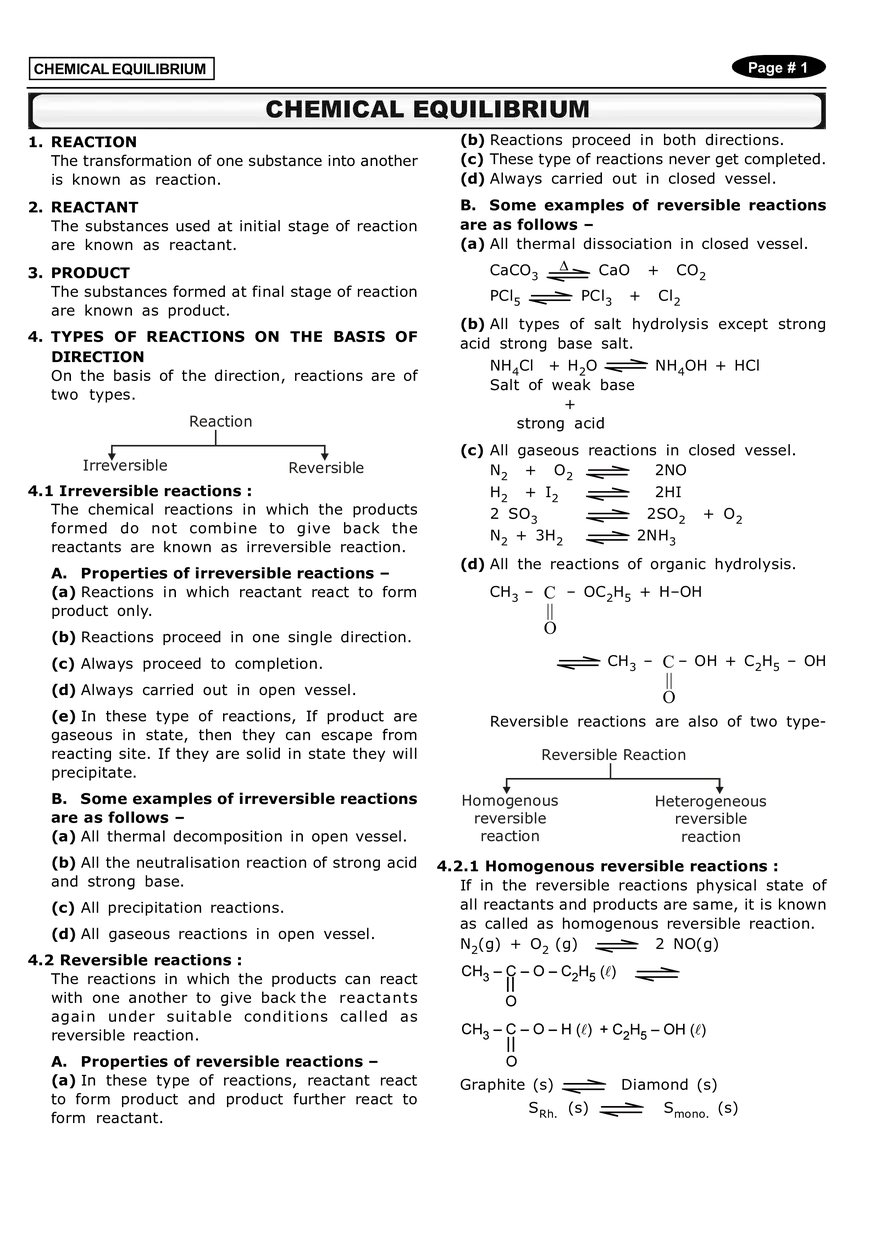 Chemical Equilibrium Solved Problems - Page 1