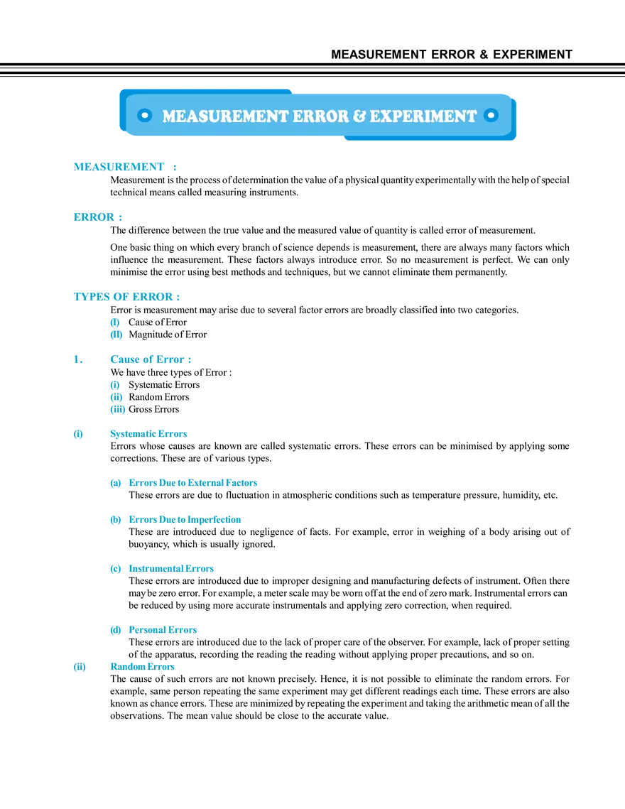 Measurement Error & Experiment - Page 1