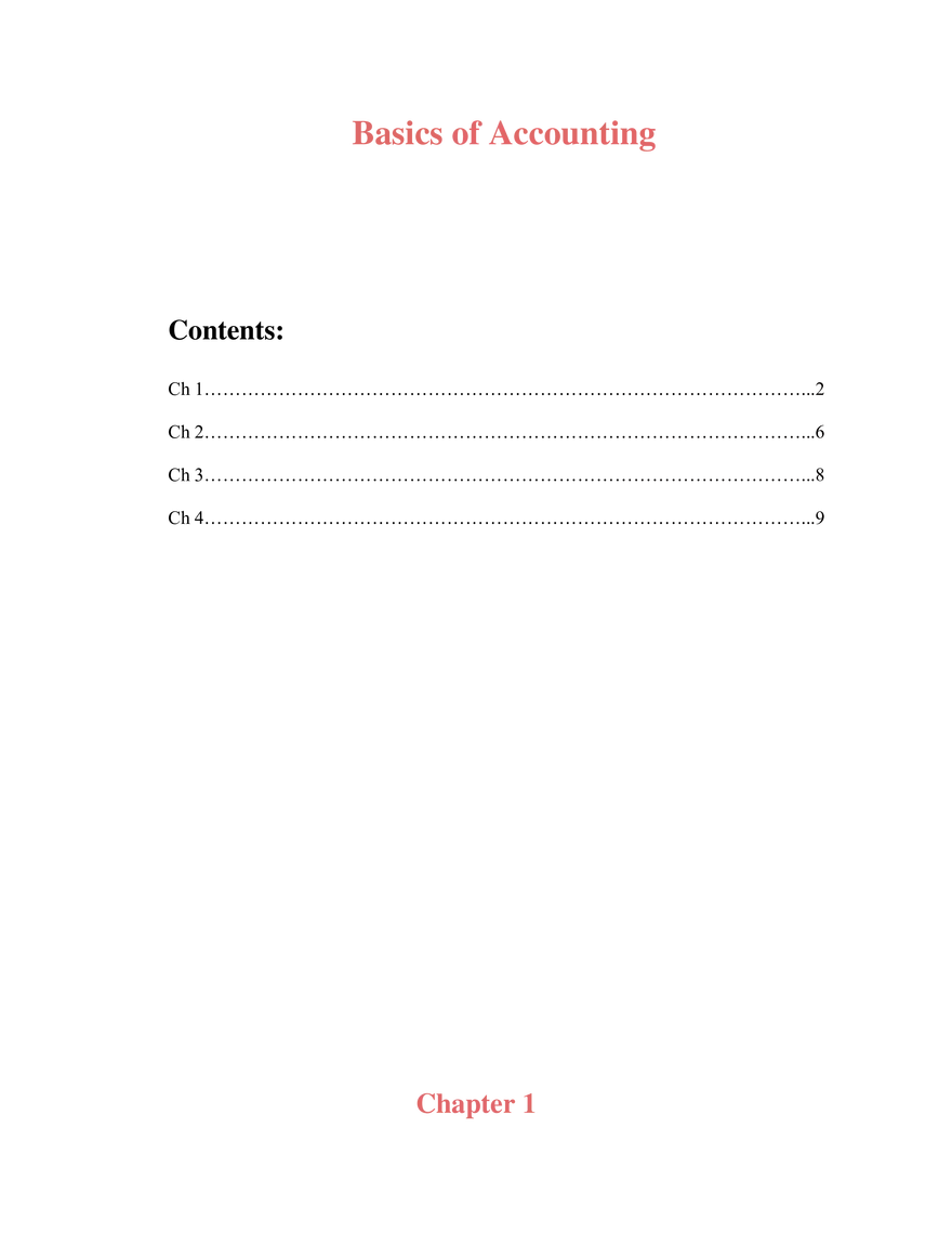 Basics of Accounting - Page 1