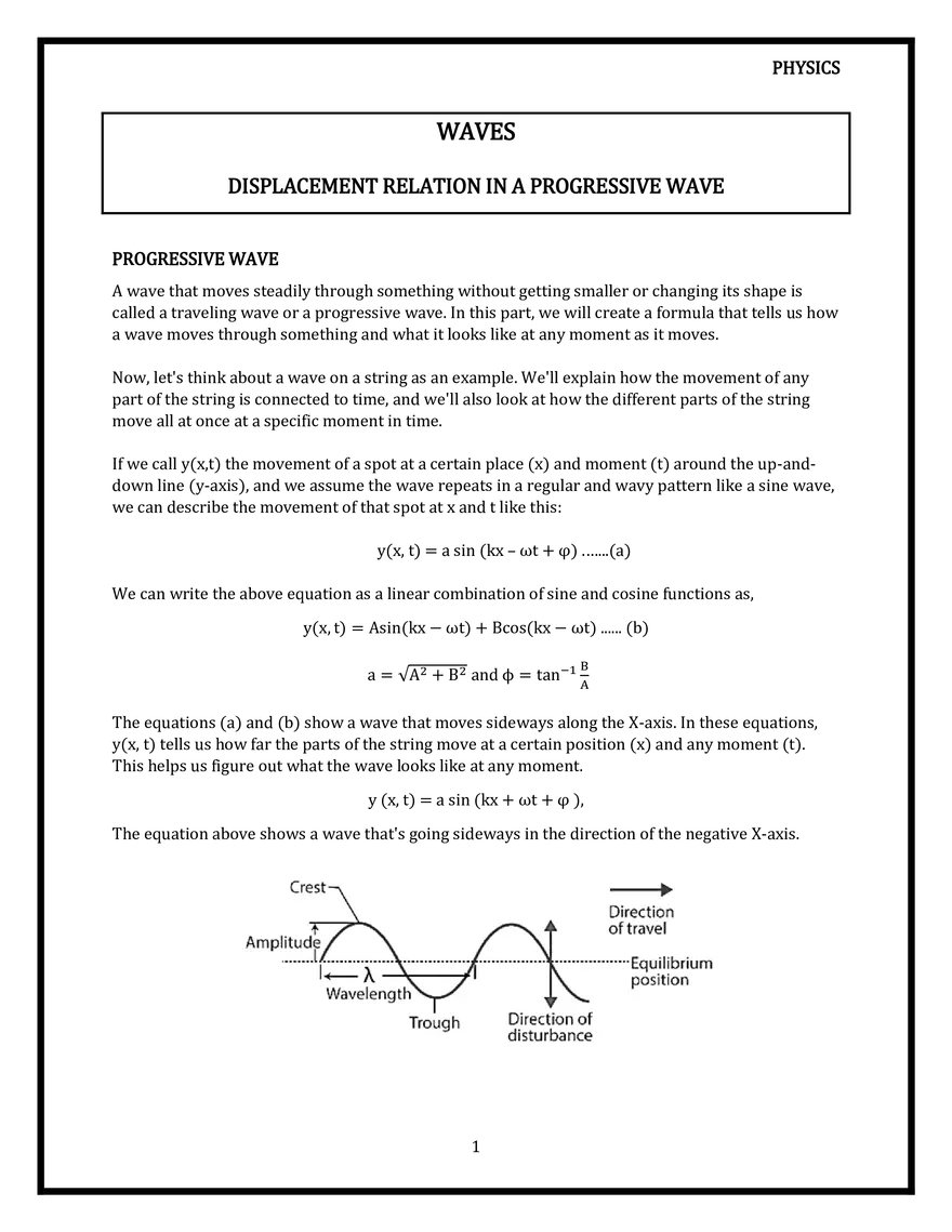 Displacement Relation in a Progressive Wave - Page 1