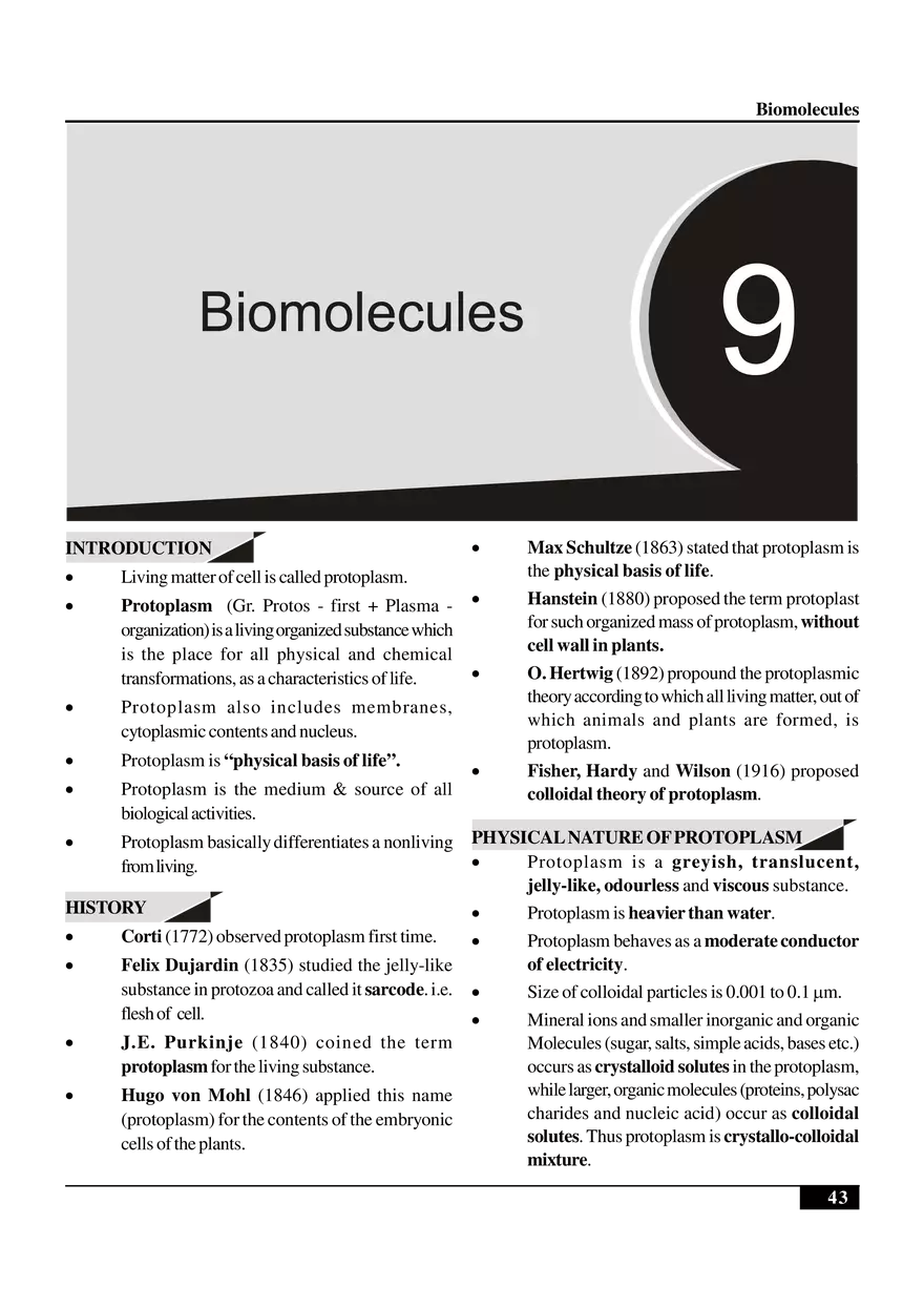Biomolecules Notes - Page 1