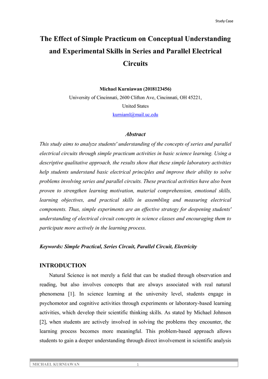 The Effect of Simple Practicum on Conceptual Understanding - Page 1