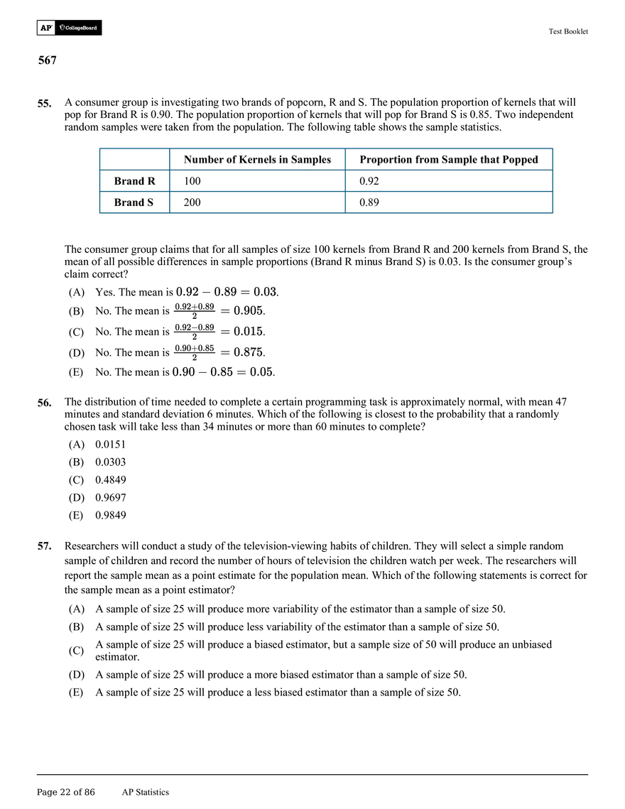 AP Statistics Test Booklet - Page 15