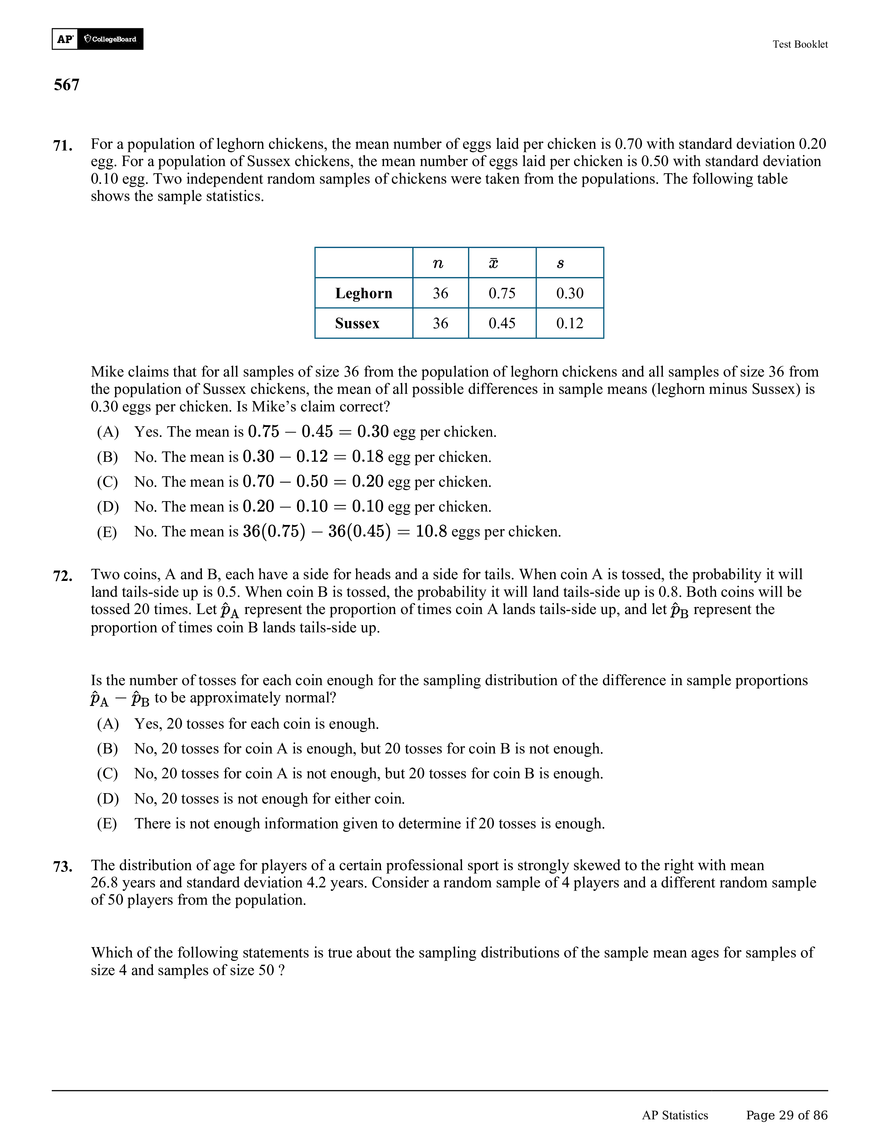 AP Statistics Test Booklet - Page 22