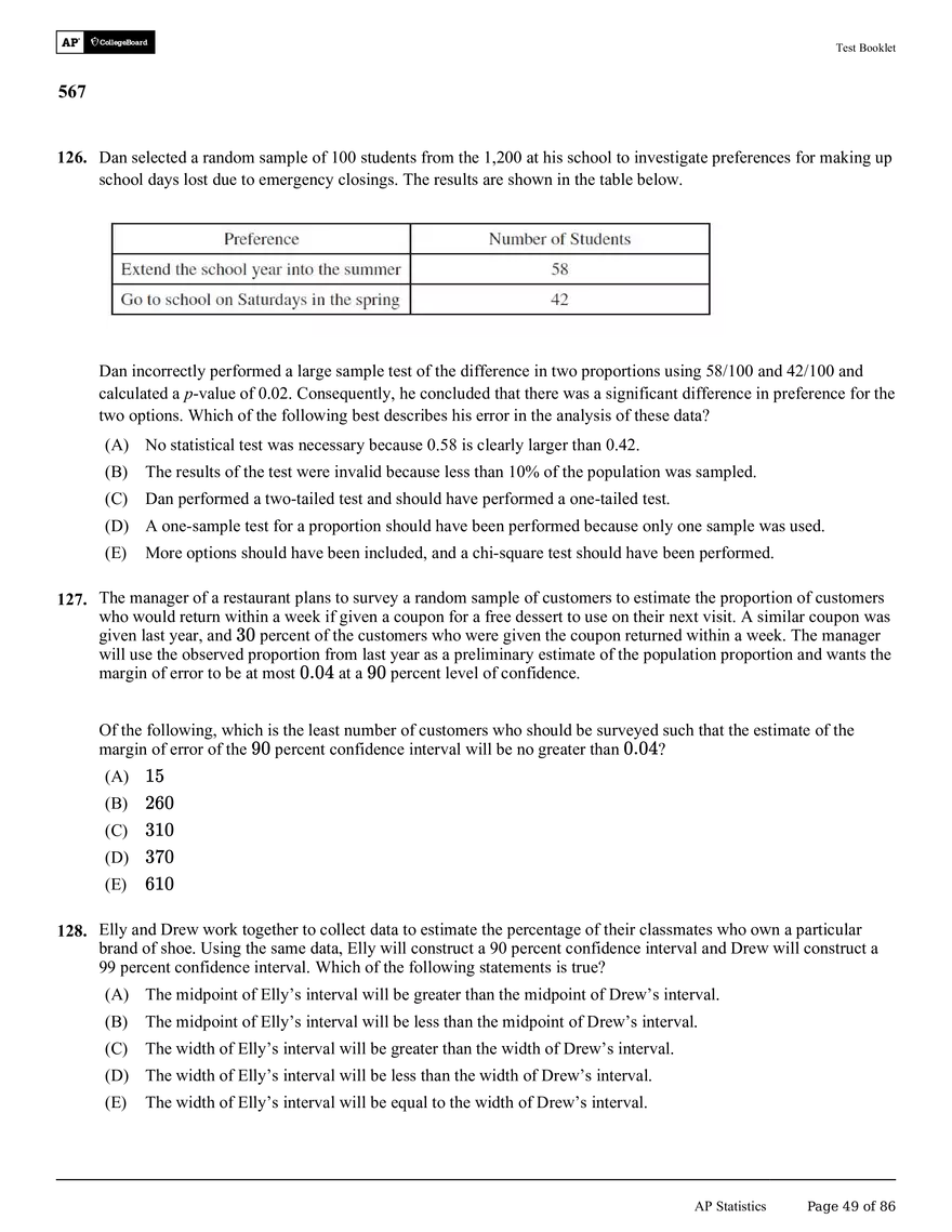 AP Statistics Test Booklet - Page 44