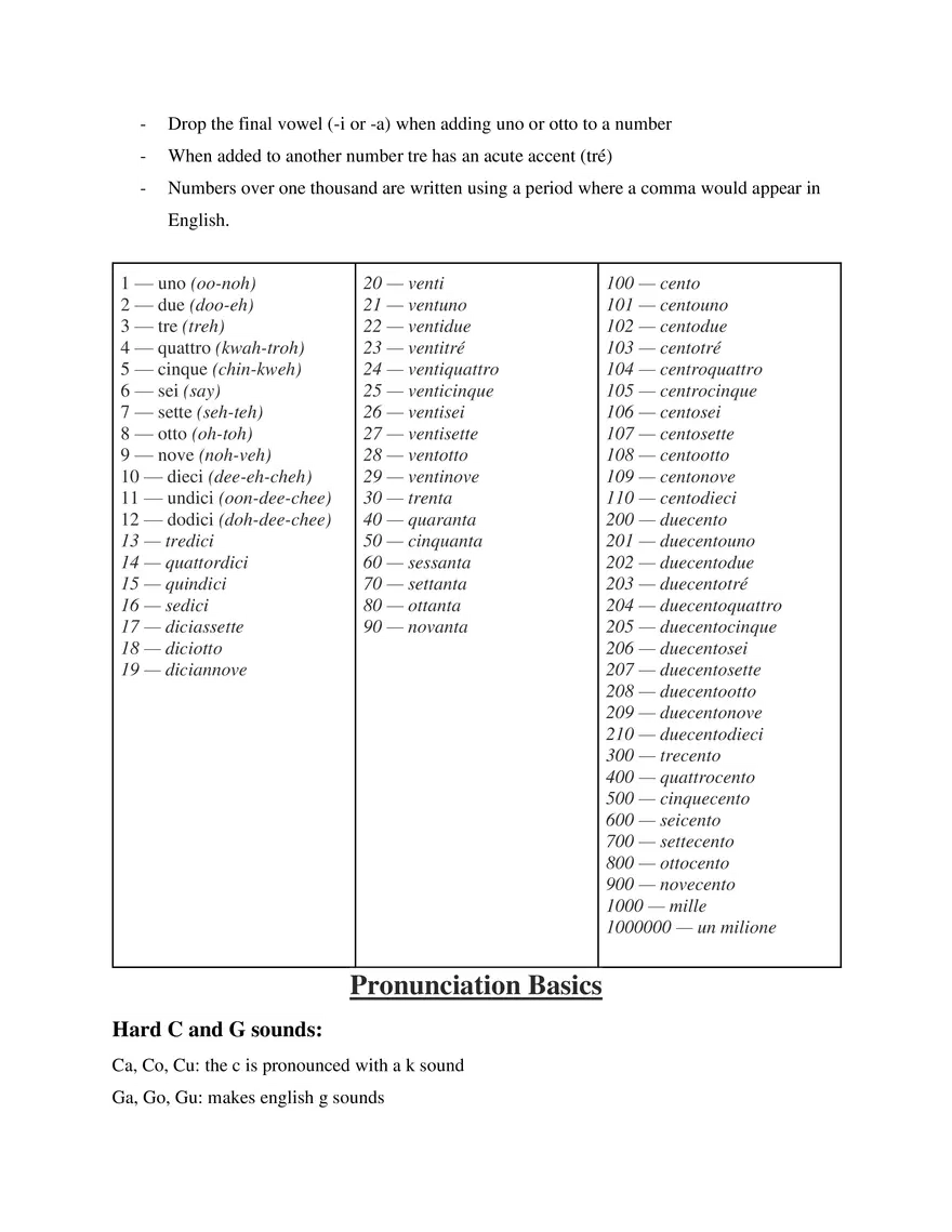 Italian I and II Study Guide - Page 2