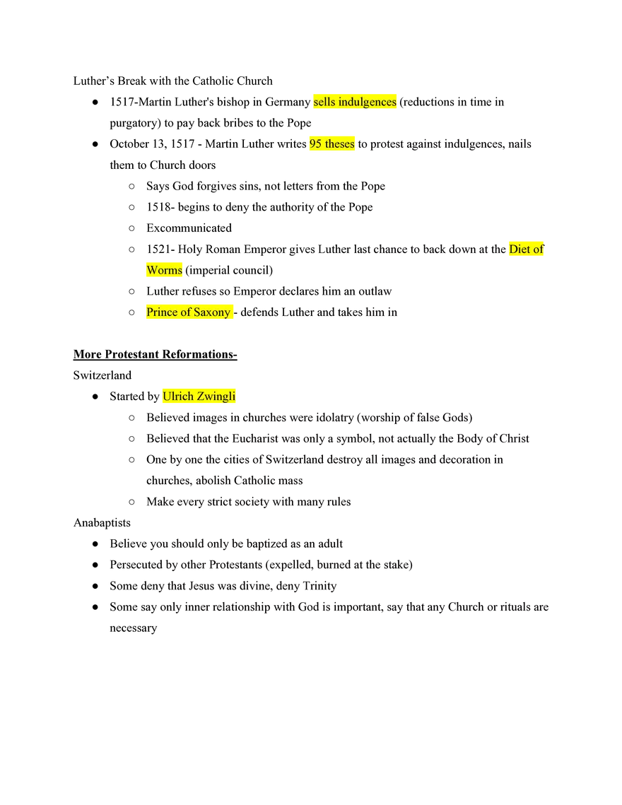 European History The Reformation - Page 3