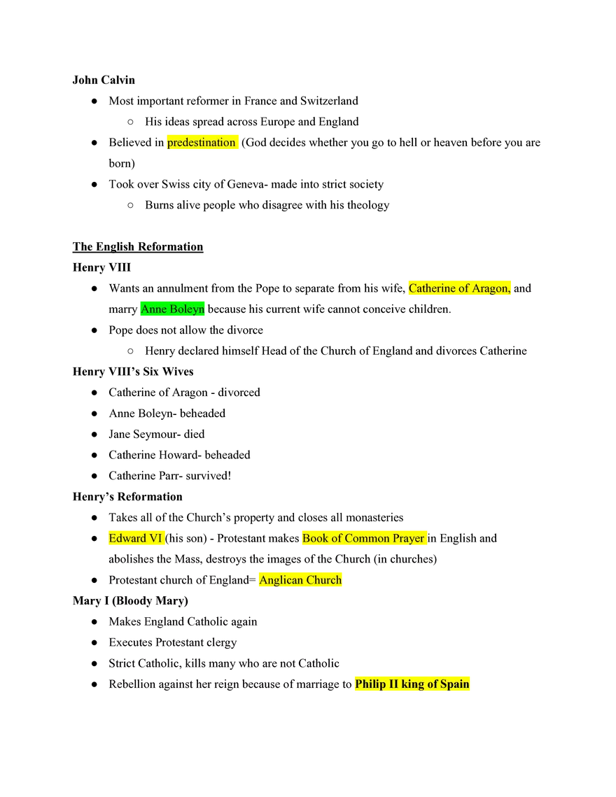European History The Reformation - Page 4