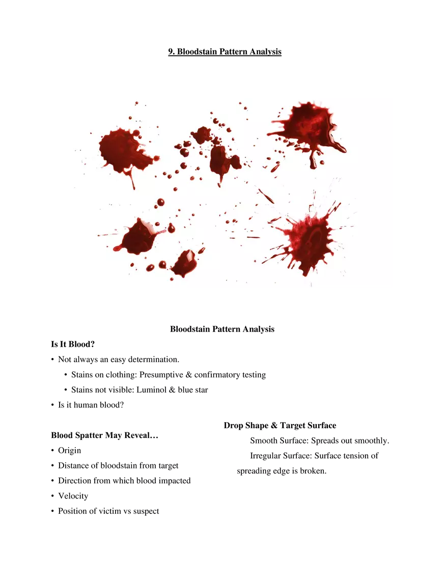 9. Bloodstain Pattern Analysis - Page 1