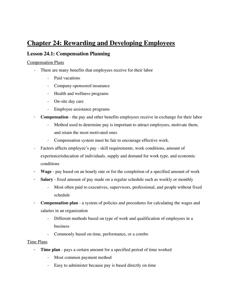 Chapter 24 Rewarding and Developing Employees - Page 1