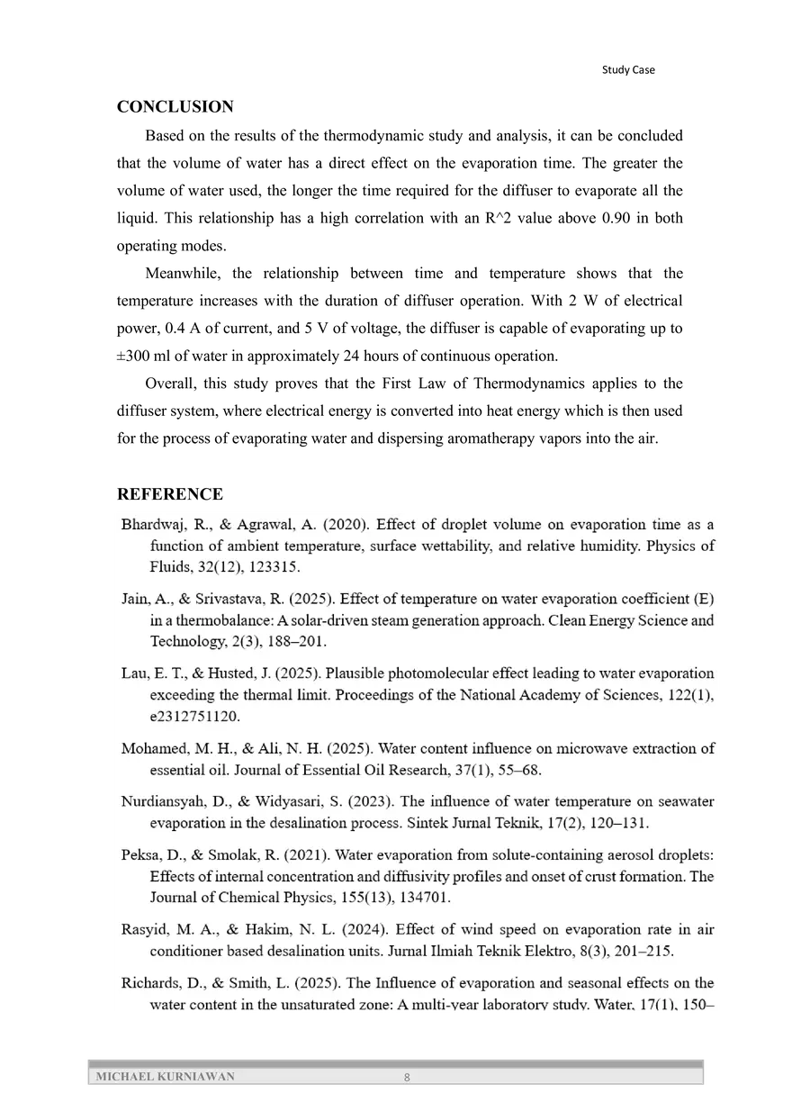 The Effect of Water Volume Variation on Evaporation Time - Page 8