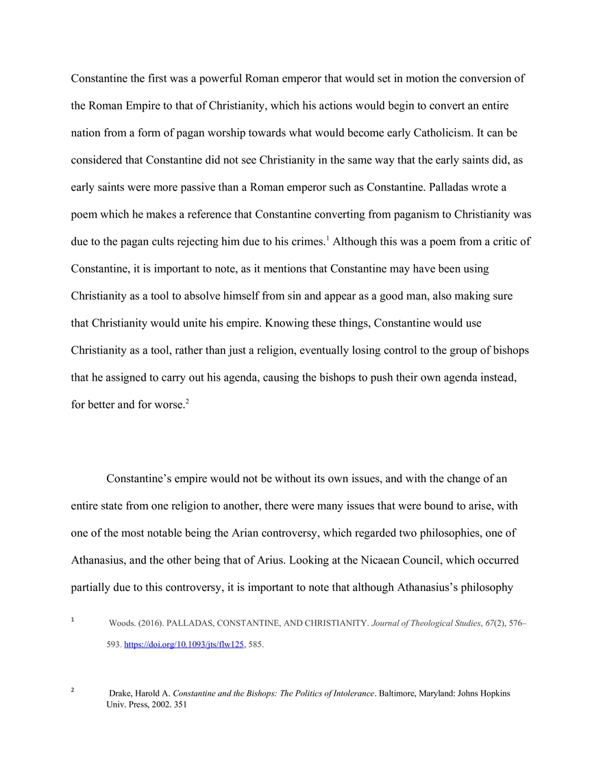 Christianity Being Used As a Tool for Constantine - Essay - Page 2