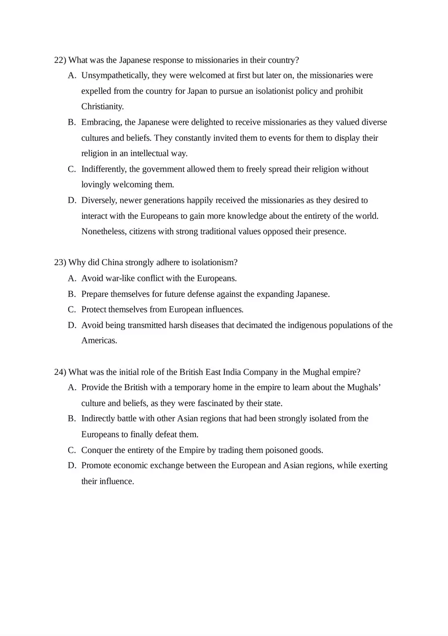 AP World History Unit 4 Quiz - Page 17