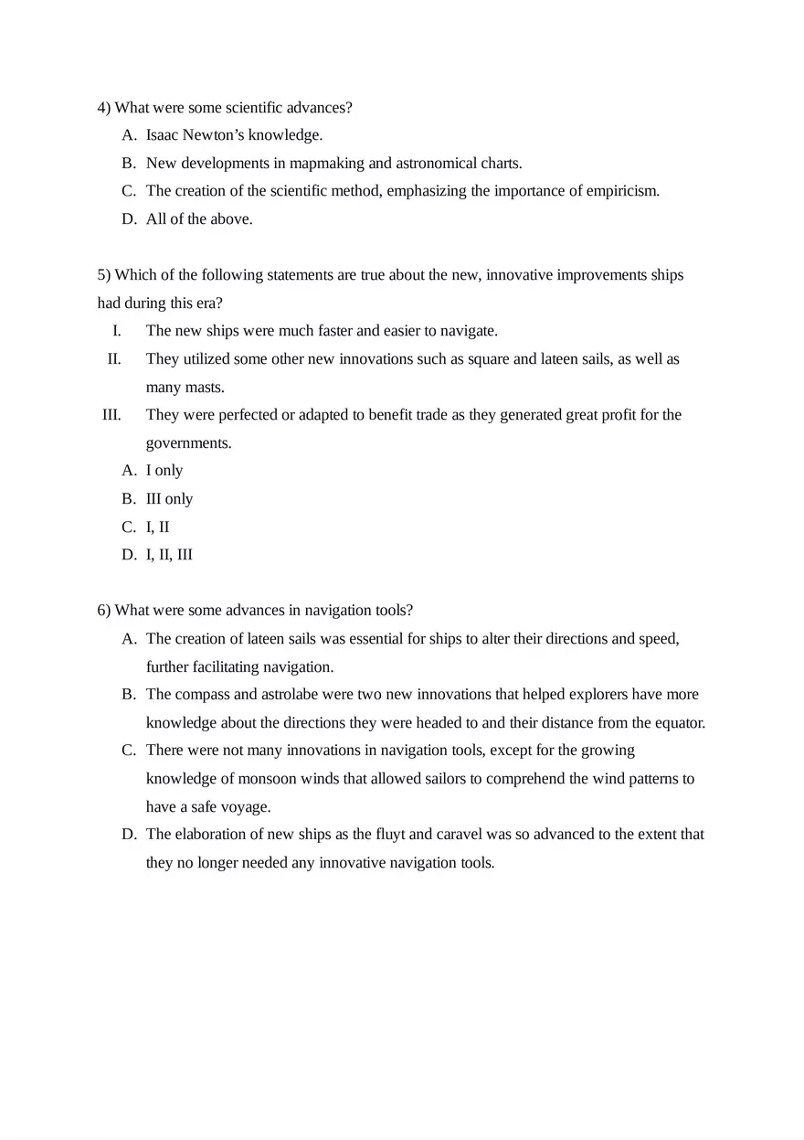AP World History Unit 4 Quiz - Page 2