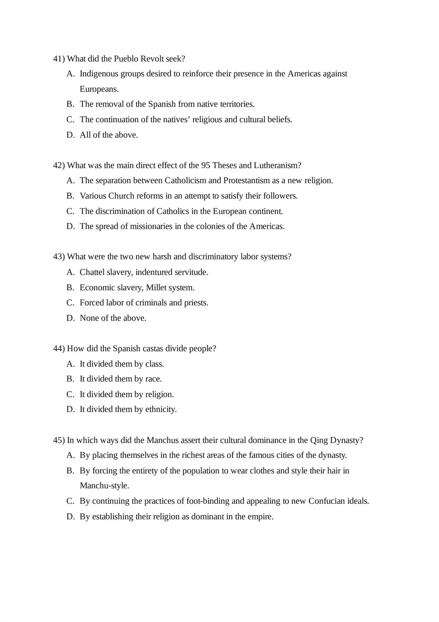 AP World History Unit 4 Quiz - Page 5