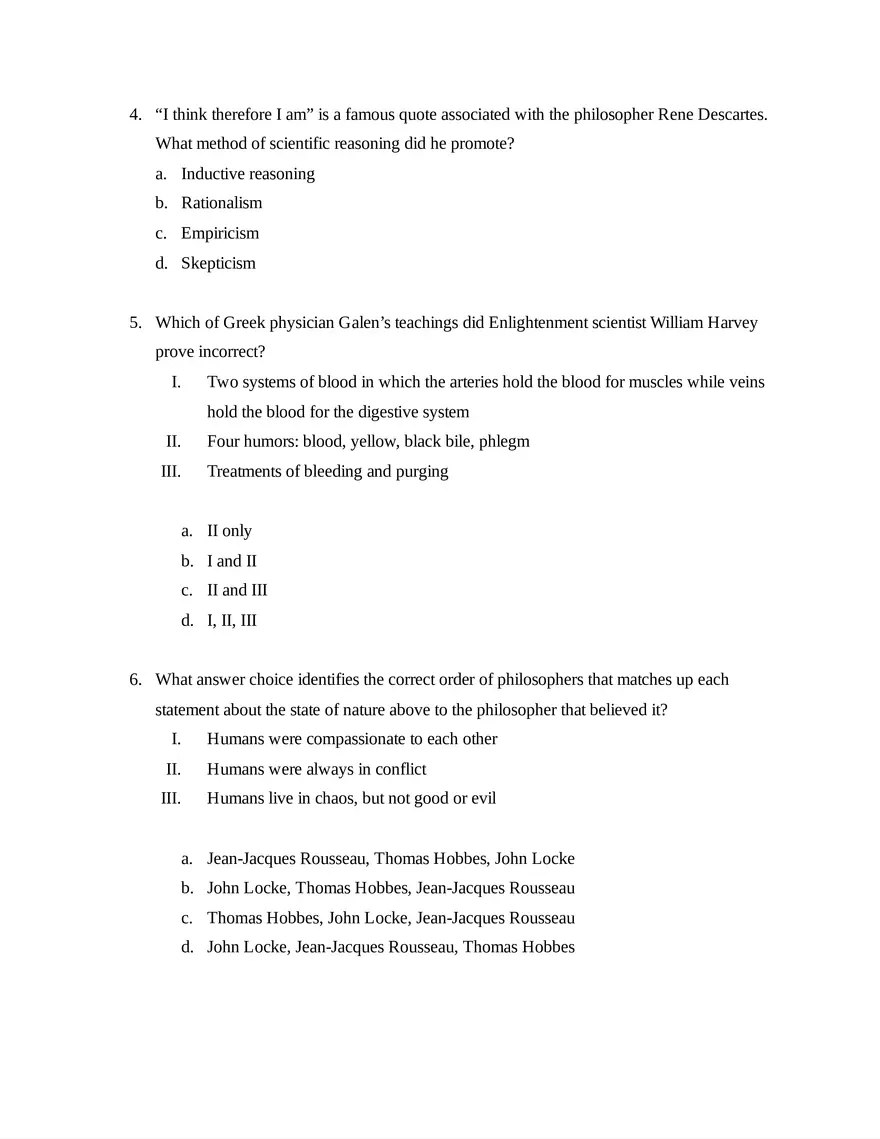 AP European History Unit 4 Quiz - Page 2