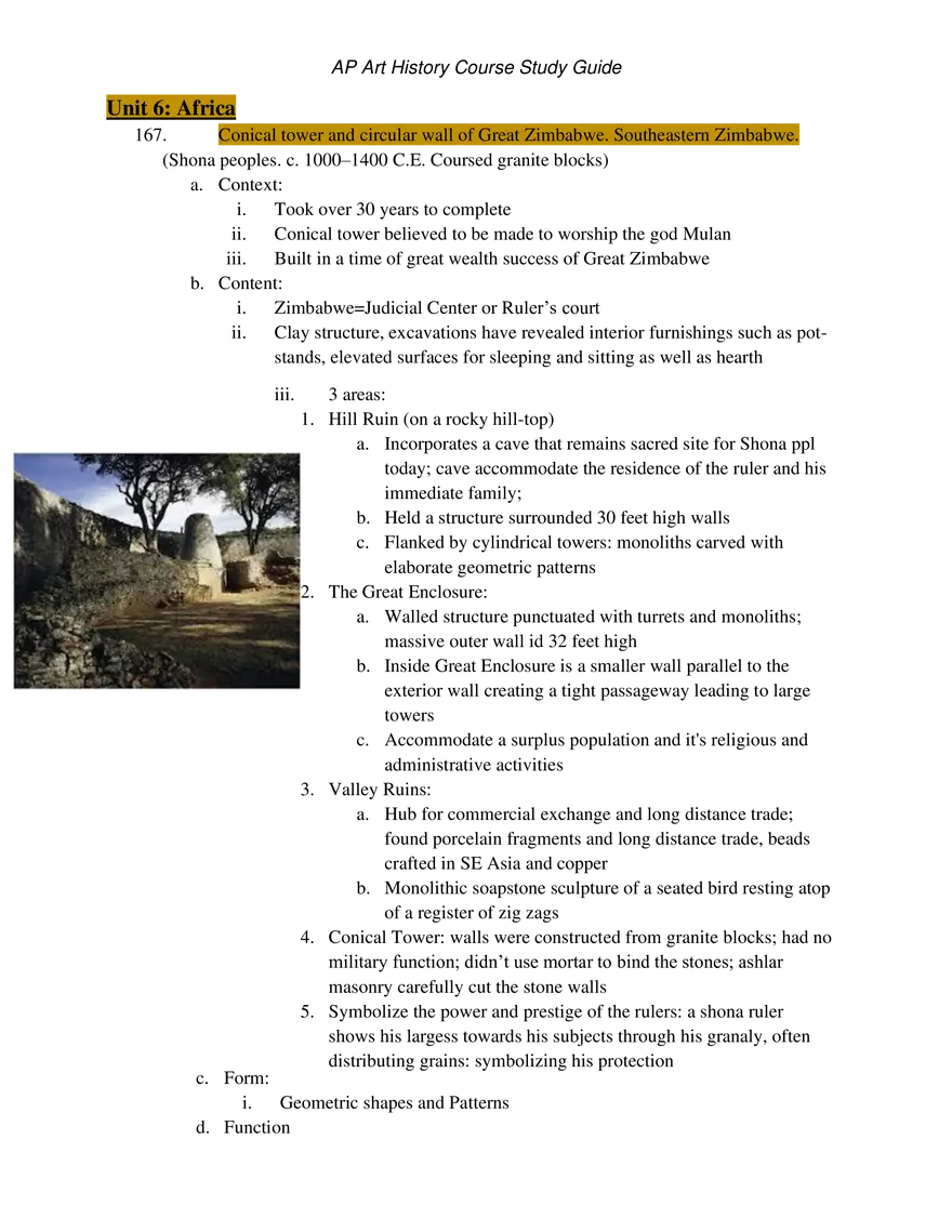 AP Art History Unit 6 Africa - Page 1