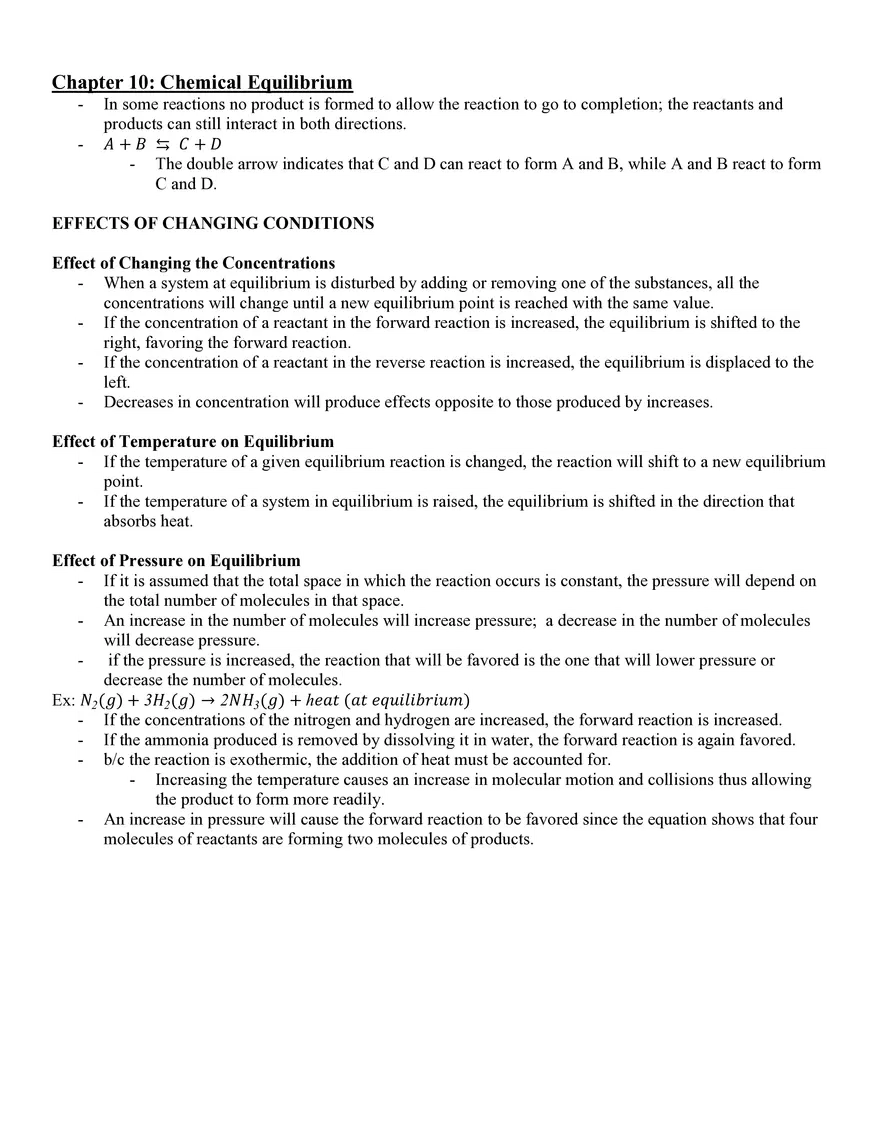 Chapter 10 Chemical Equilibrium - Page 1