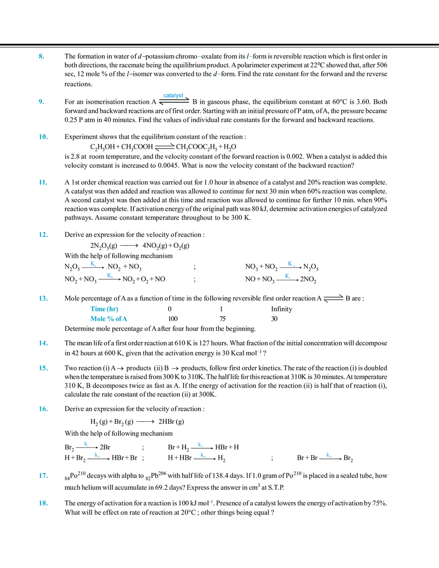 Chemical Kinetics and Nuclear Chemistry Exercise # 4 - Page 2