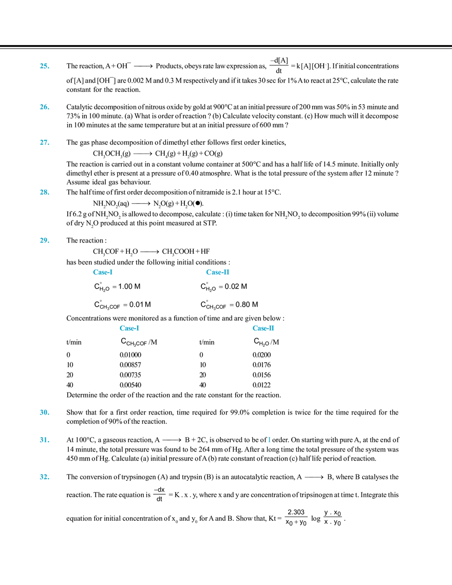 Chemical Kinetics and Nuclear Chemistry Exercise # 4 - Page 4
