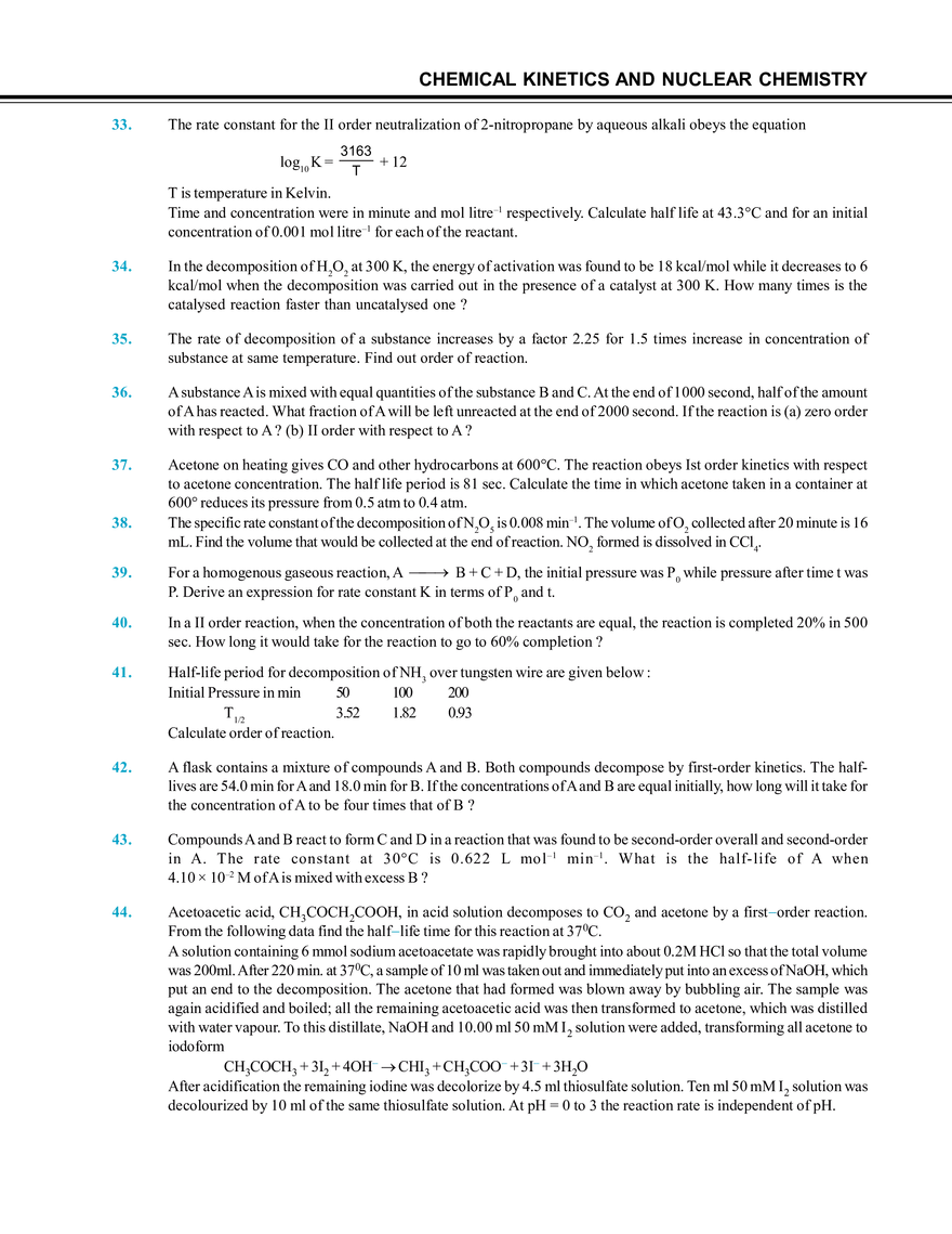 Chemical Kinetics and Nuclear Chemistry Exercise # 4 - Page 5