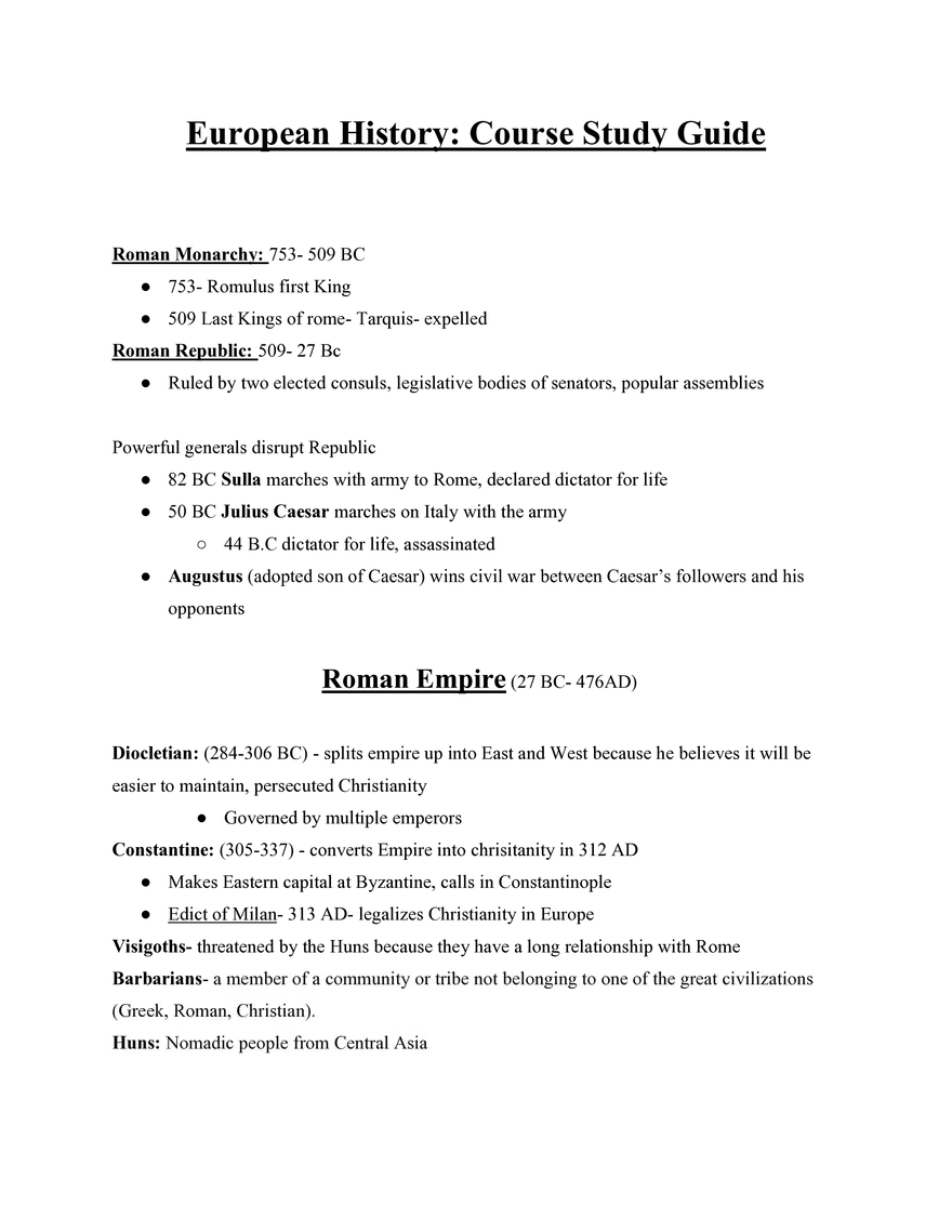 European History Roman Empire - Page 1
