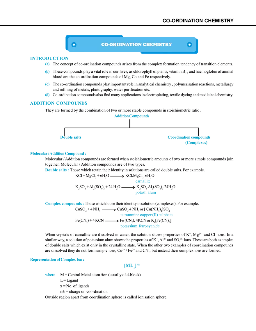 Co-Ordination Chemistry - Page 1