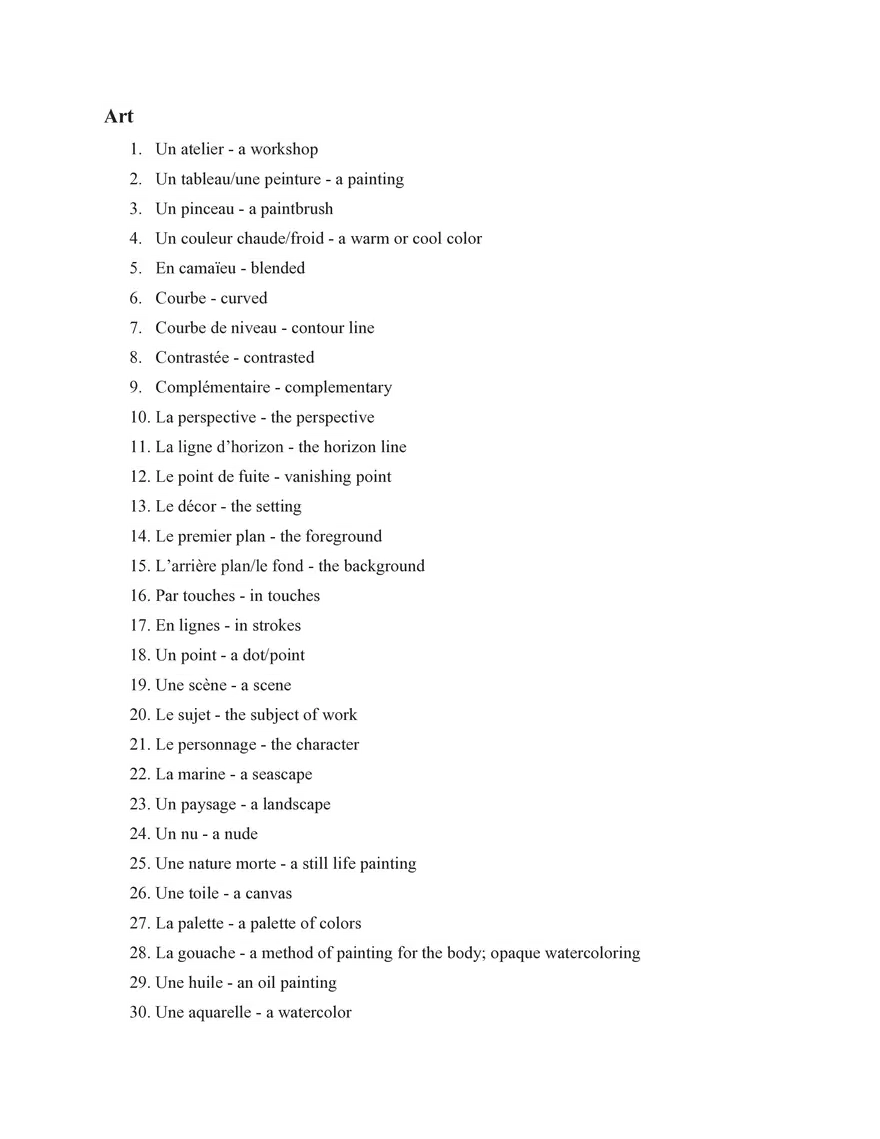 French IV Study Guide Section 2 Vocabulary - Page 5