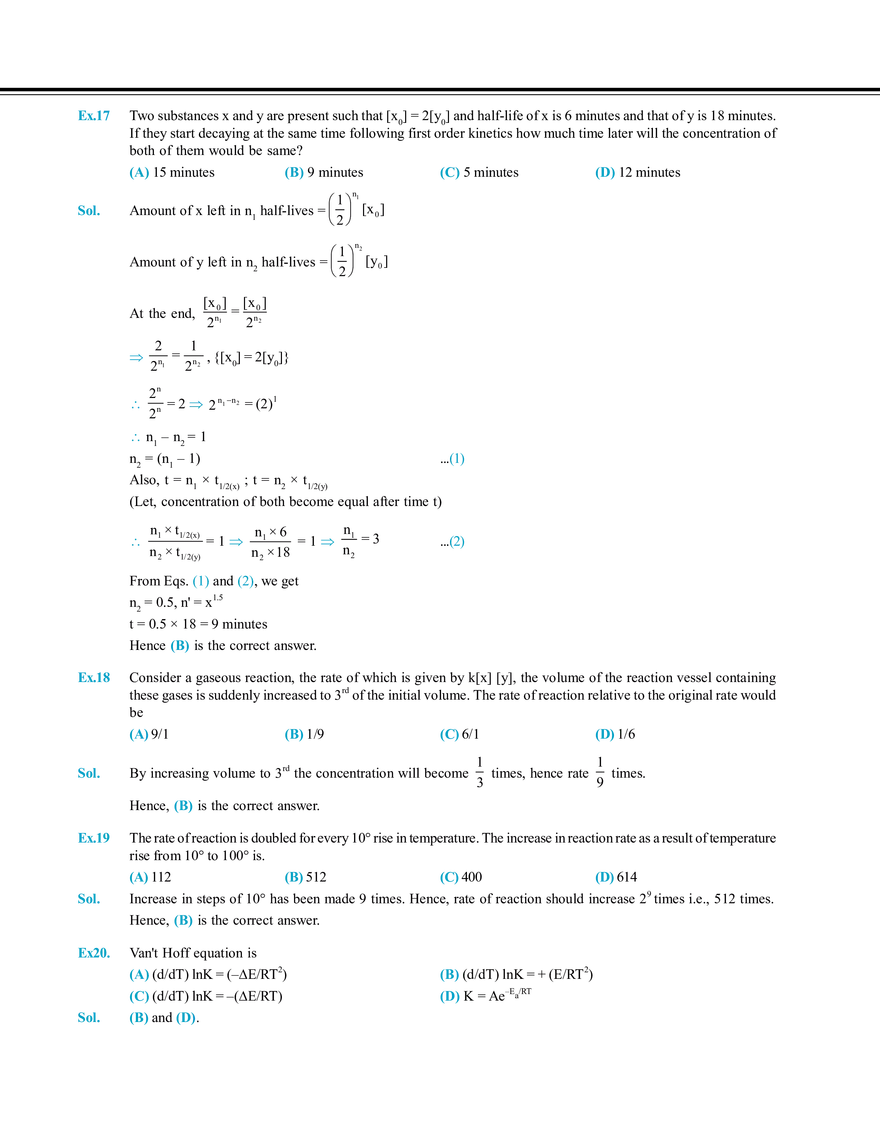 Chemical Kinetics and Nuclear Chemistry Solved Examples - Page 10