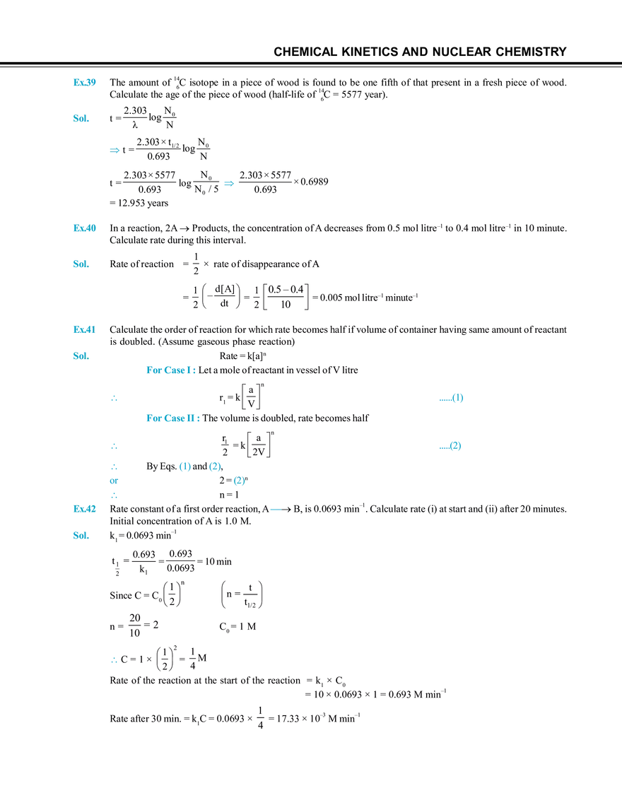 Chemical Kinetics and Nuclear Chemistry Solved Examples - Page 4