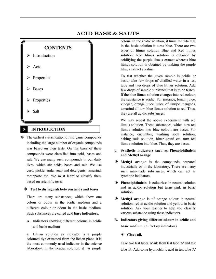 Acid Base & Salts - Page 1