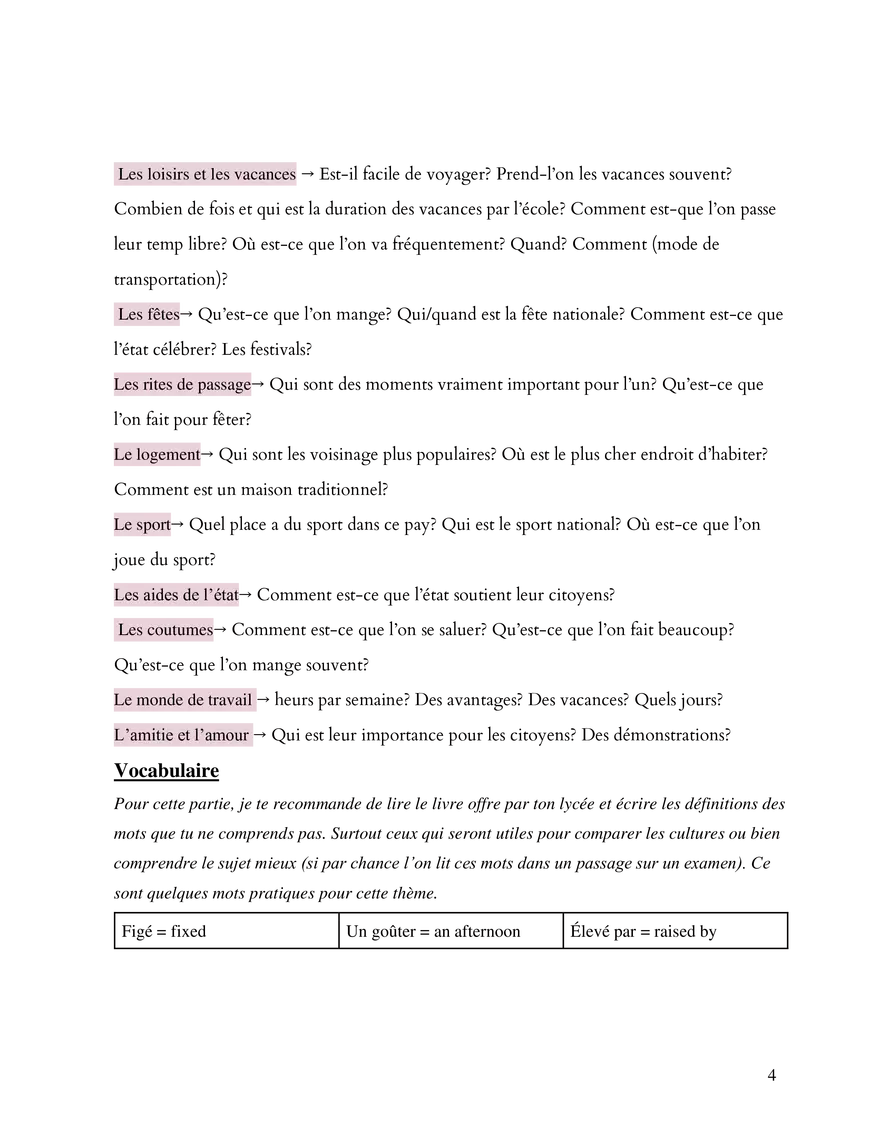 AP French Study Guide Thème 1 La Famille et la communauté - Page 2