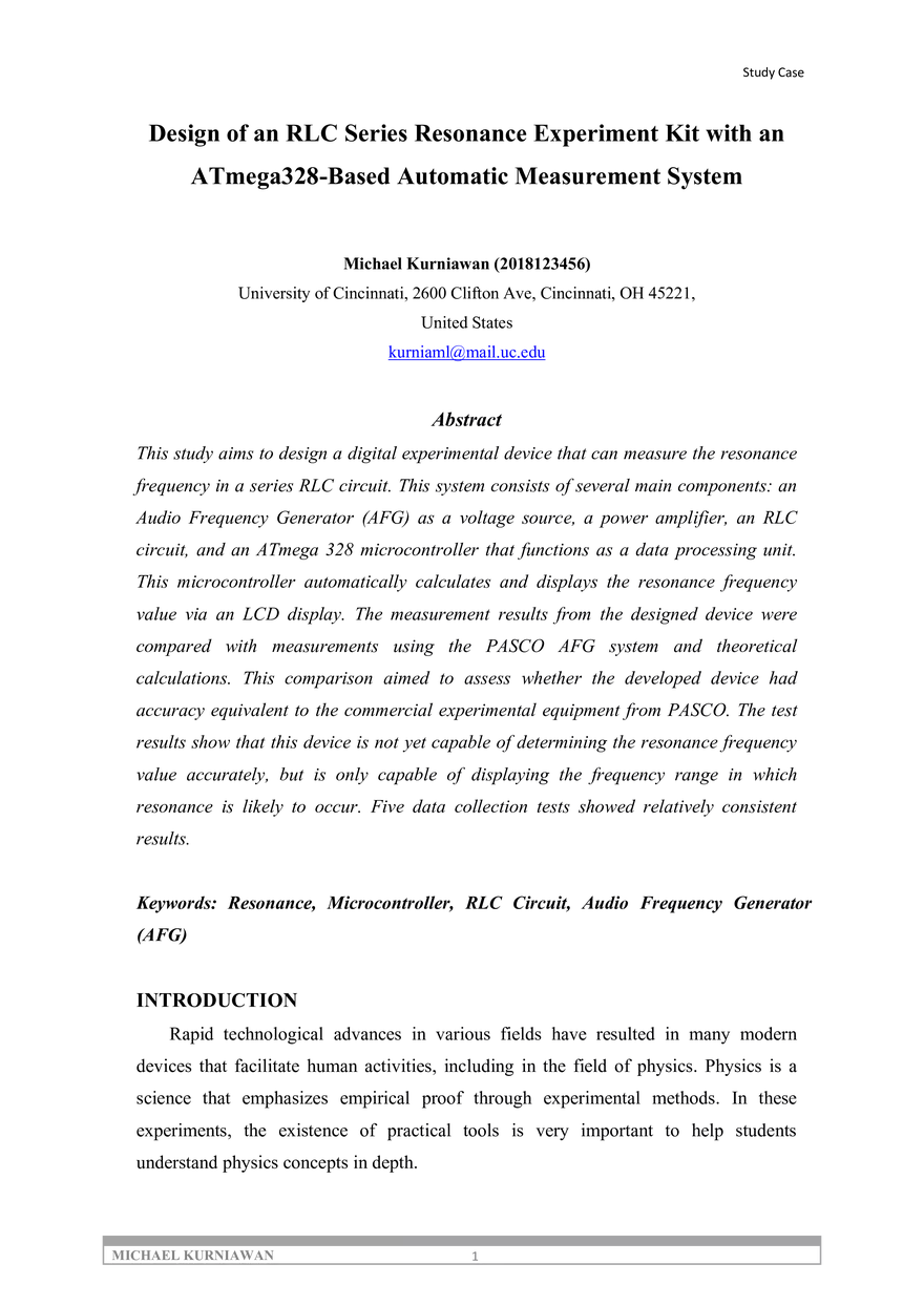 Design of an RLC Series Resonance Experiment Kit - Page 1