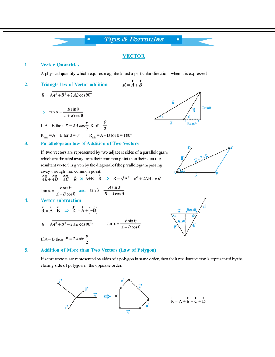 Tips and Formulas Vectors - Page 1