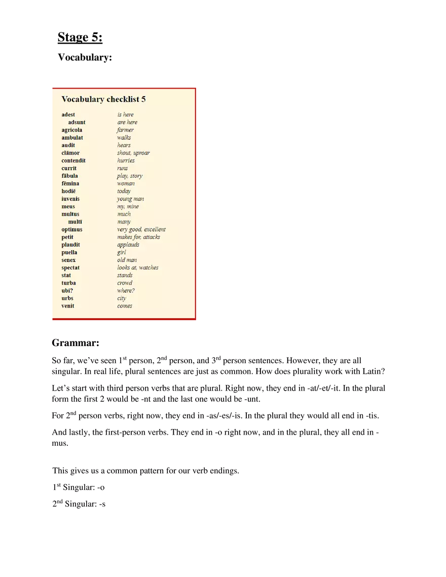 Latin Study Guide Stage 5 - Page 1