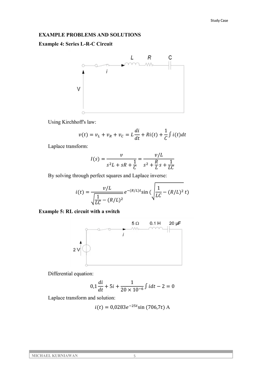 Modeling Electrical Circuit Elements Using Laplace Transform - Page 5