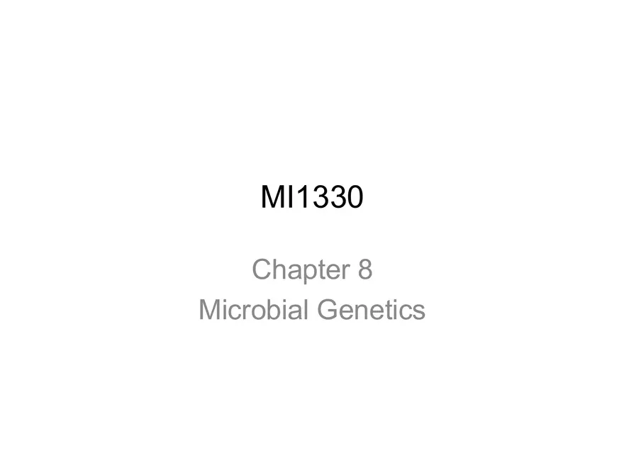 Microbial Genetics Structure and Function of the Genetic Material - Page 1