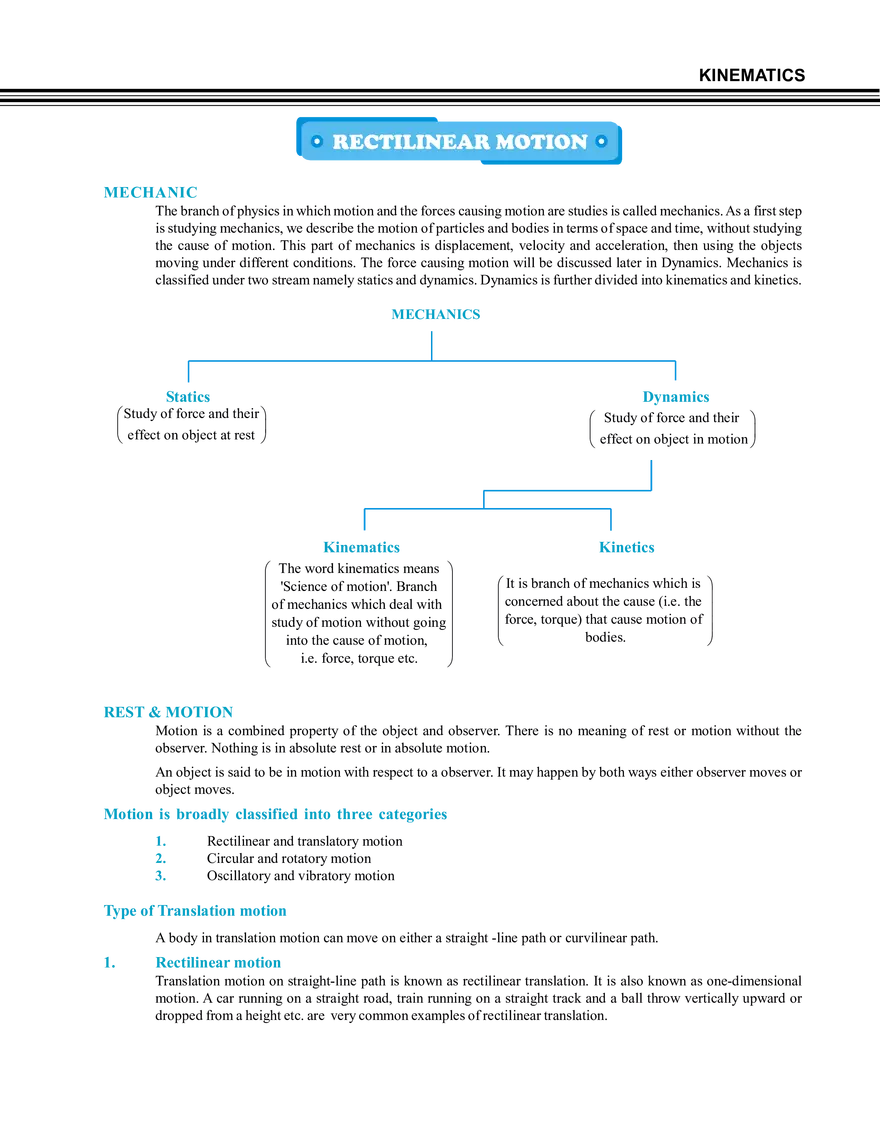 Rectilinear Motion - Page 1