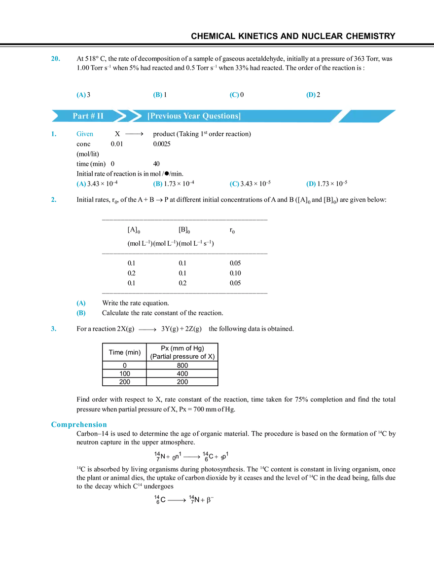 Chemical Kinetics and Nuclear Chemistry Exercise # 5 - Page 3