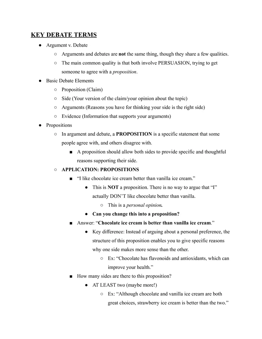 Key Debate Terms - Page 1